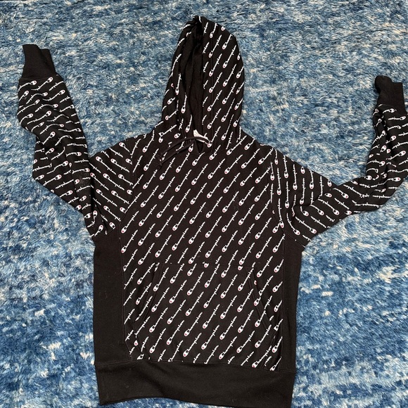 Champion Monochrome Logo Pattern Hoodie - Picture 1 of 3
